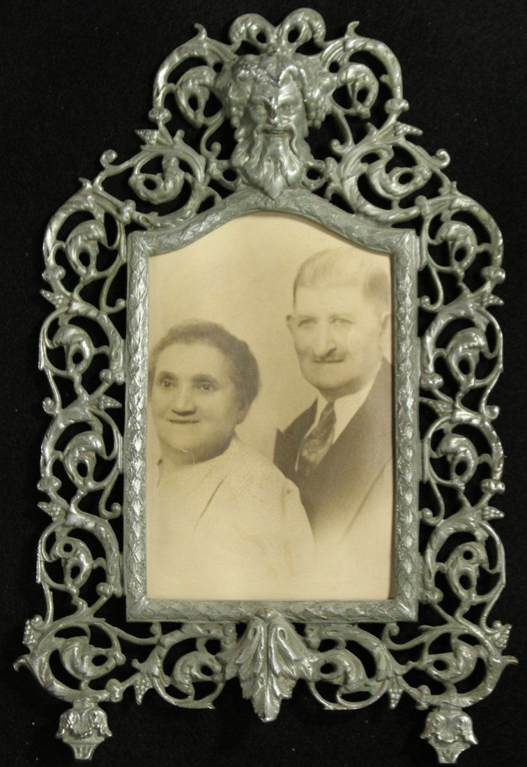 Antique Ornate Cast Iron Victorian Frame with Portrait (1 of 5)