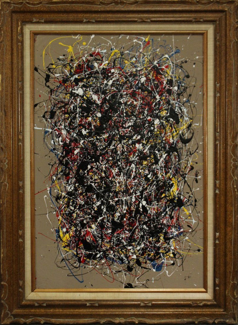 JACKSON POLLOCK STYLE Mid-Century Mod Drip Art Painting (1 of 4)