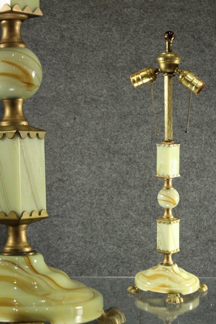 Mid Century ART DECO GREEN ONYX TABLE LAMP (1 of 5)