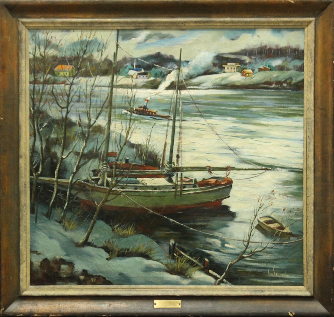 George Schwacha Jr  (1908 - 1986) BOATS DELAWARE WINTER (1 of 5)