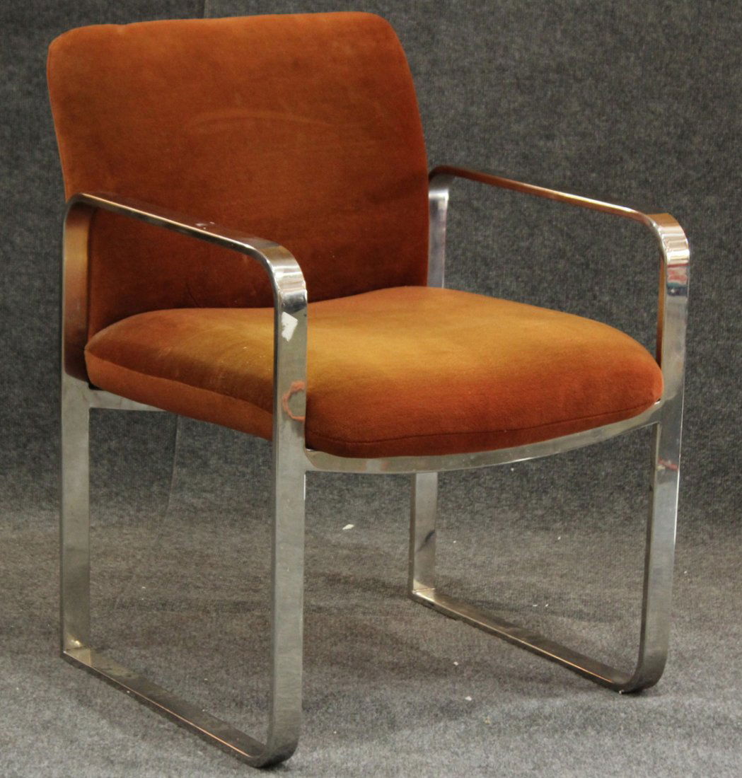 MILO BAUGHMAN CHROME FLAT BAR ARM CHAIR (1 of 5)