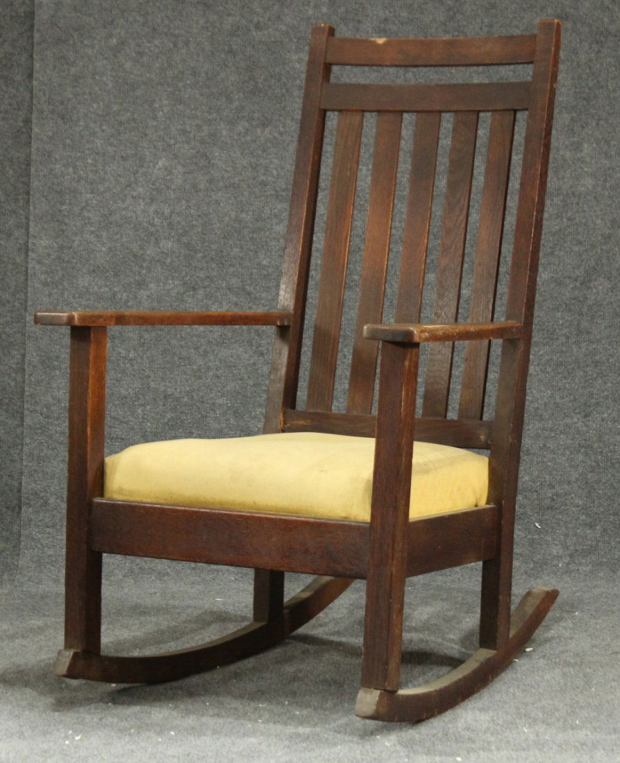 MISSION OAK SLATTED RAIL BACK ROCKER (1 of 6)