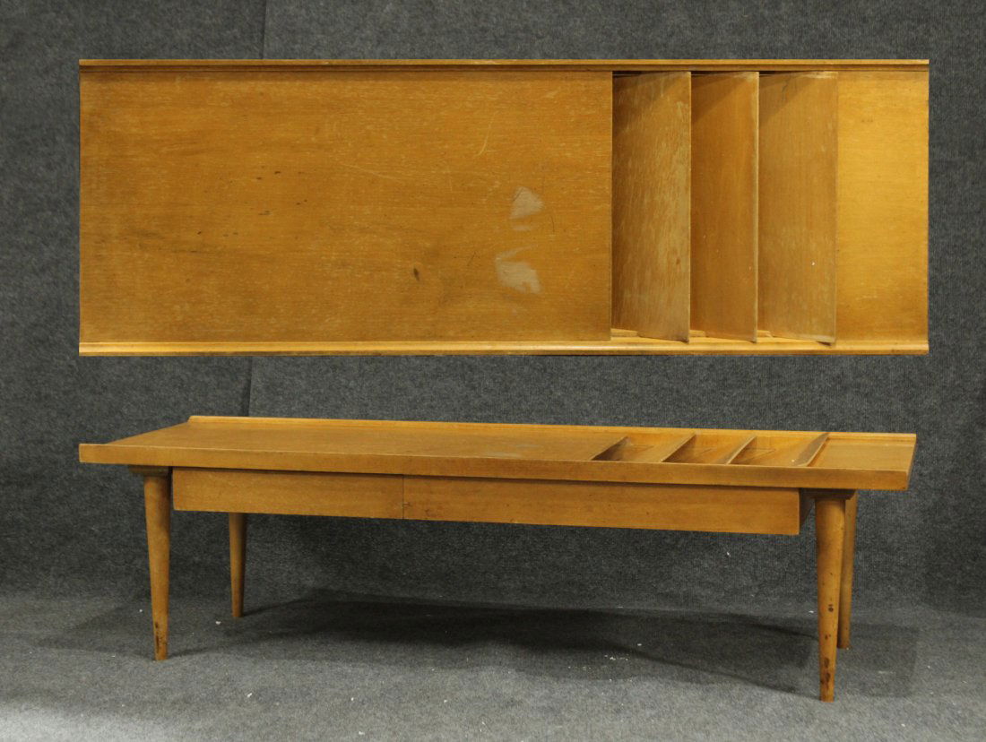 Unique MID CENTURY BLOND COFFEE TABLE MAGAZINE TOP FILE (1 of 7)