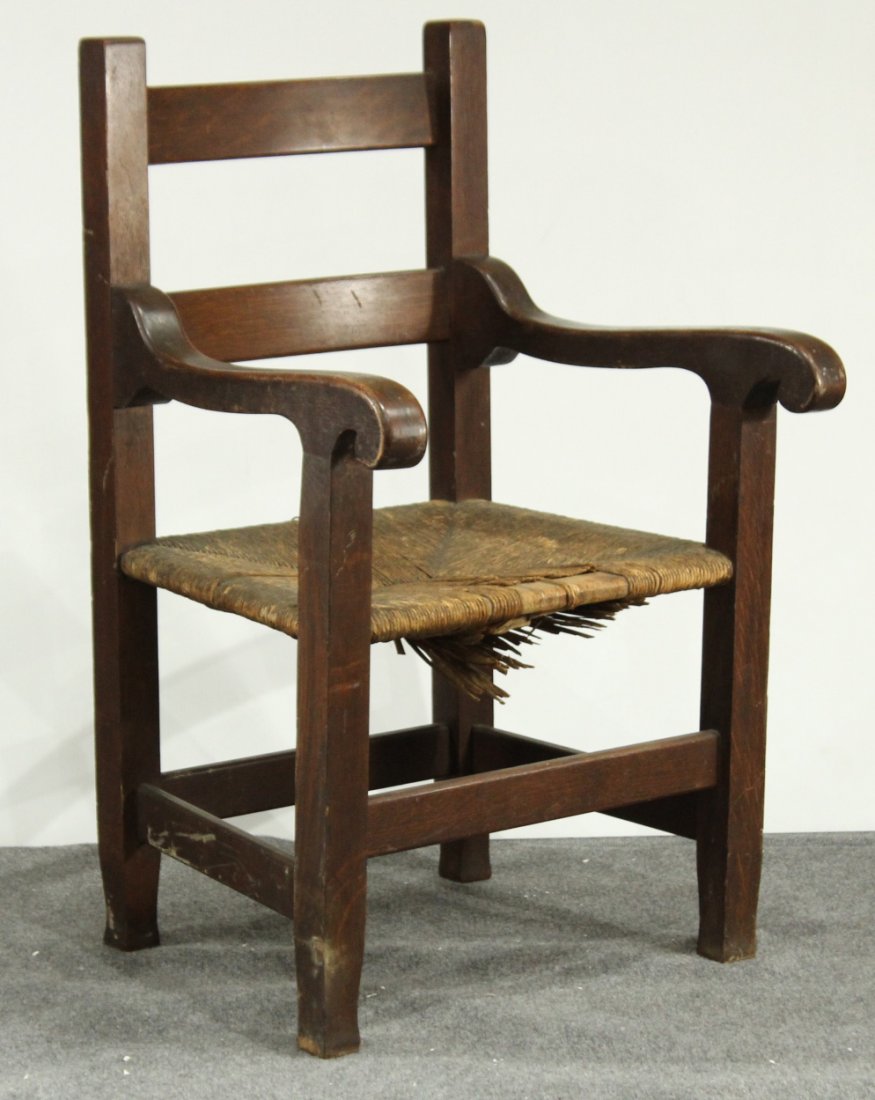 ARTS AND CRAFTS MISSION OAK MASCULINE ARM CHAIR (1 of 7)