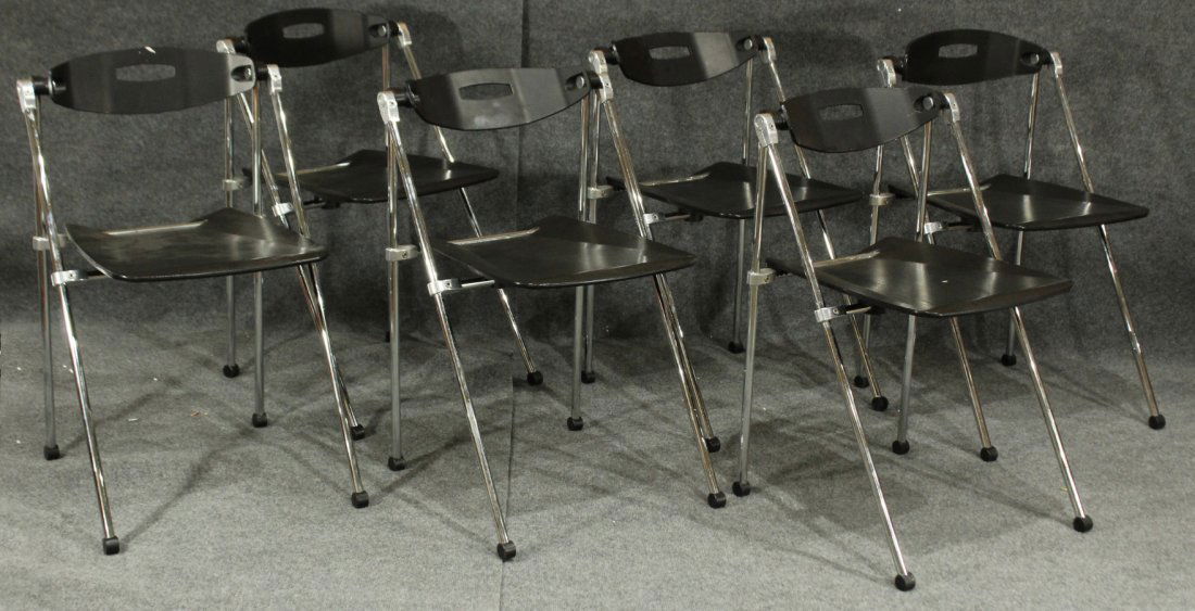 ENRICO CIONCADA Italy SET 6 BLACK CHROME FOLDING CHAIRS (1 of 9)