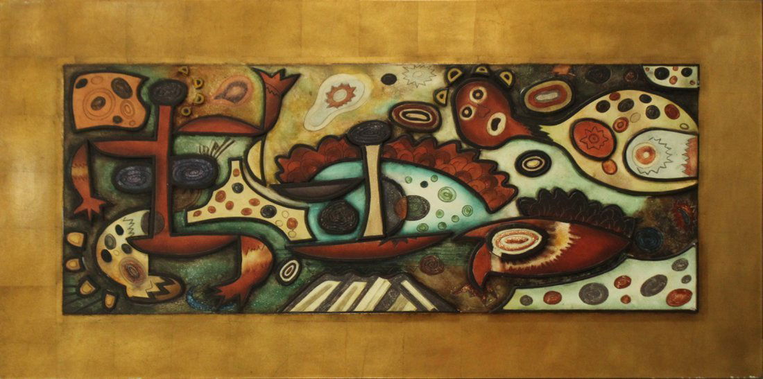 LARGE ABSTRACT COMPOSITION WALL PLAQUE 2-DIMENSIONAL (1 of 7)