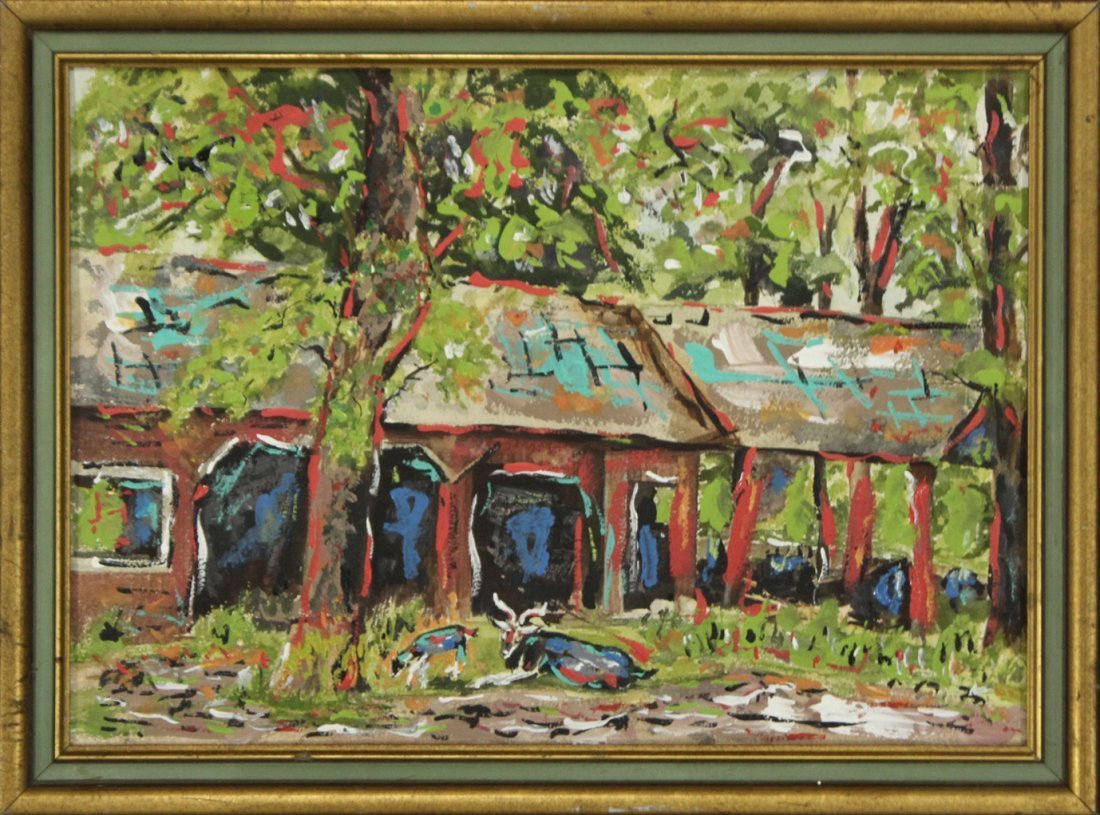 CARRIAGE HOUSE BARN Oil Painting MOD IMPRESSIONISM (1 of 3)