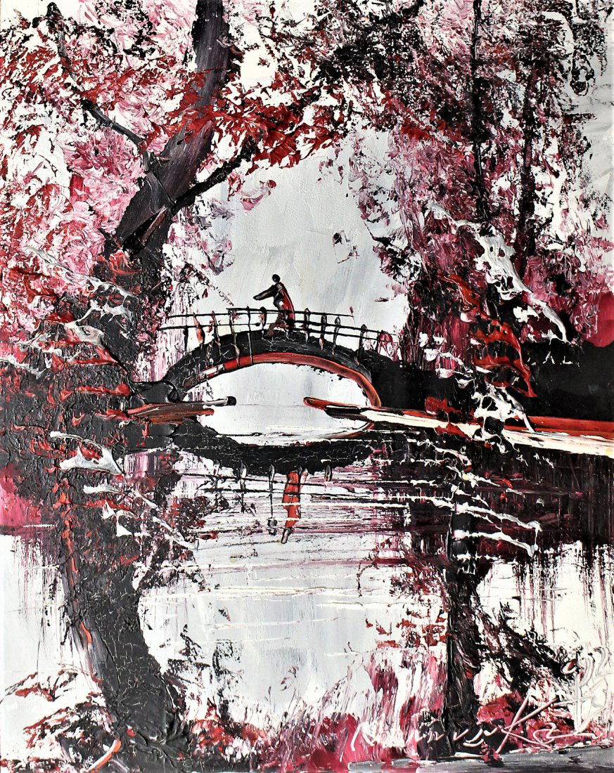 MORRIS KATZ 1979 Listed Jewish American STREAM BRIDGE (1 of 5)