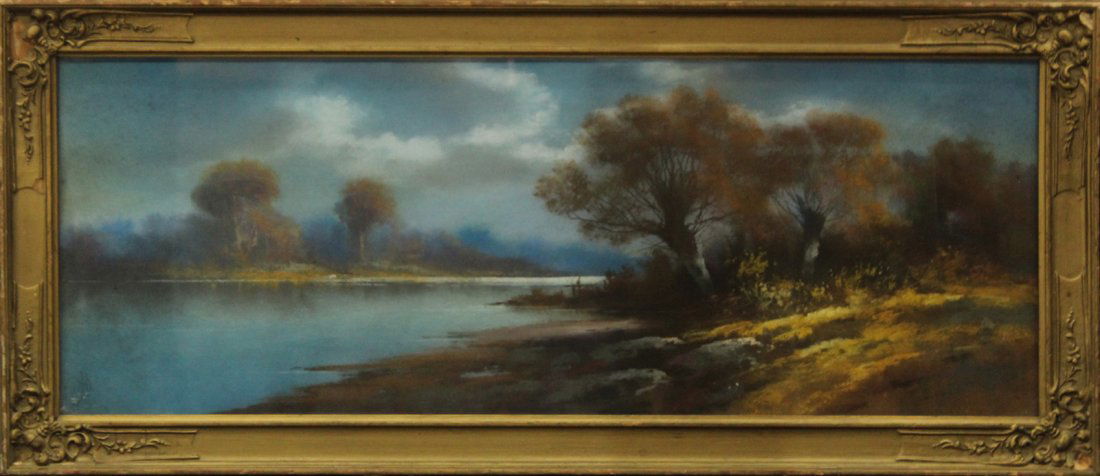 Circa 1920 PASTEL OF A HUDSON RIVER LANDSCAPE (1 of 4)