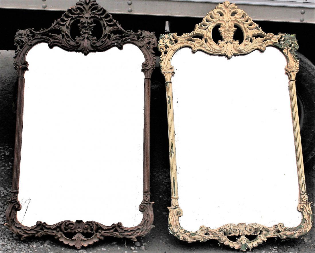2 FRENCH CARVED WOOD FRAME MIRRORS (1 of 5)