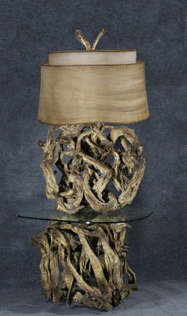 SPECTACULAR FOLK ART DRIFTWOOD LAMP AND TABLE (1 of 7)