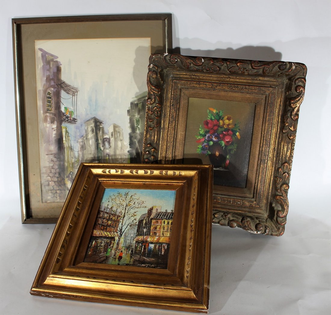 3 Pieces Estate Artwork, 1Watercolor / 2 Oils (1 of 3)