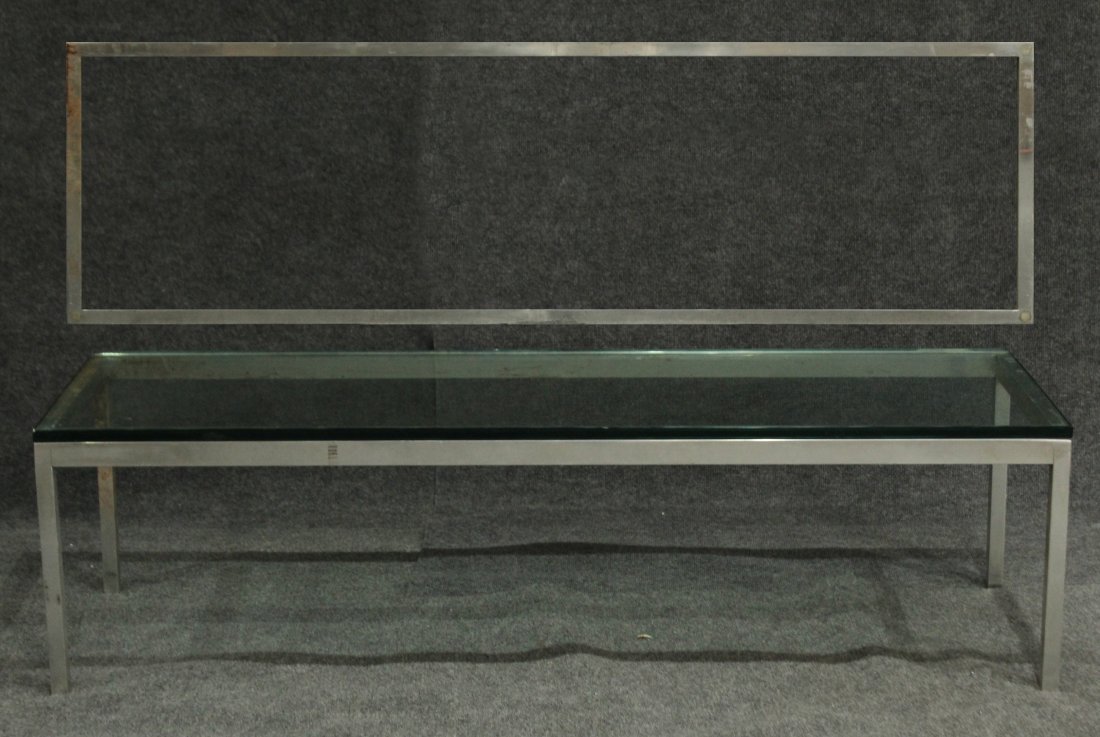 KNOLL STYLE CHROME RECTANGULAR GLASS TOP COFFEE TABLE (1 of 5)