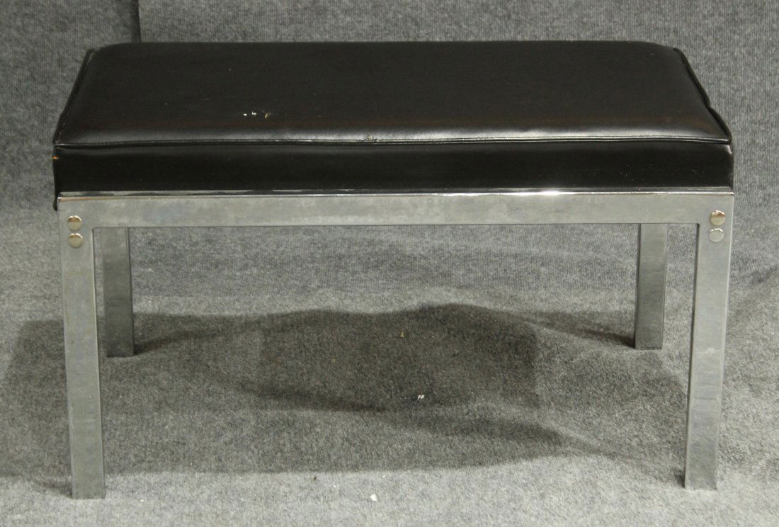 MILO BAUGHMAN Chrome Flat Bar FOOTSTOOL / OTTOMAN (1 of 3)