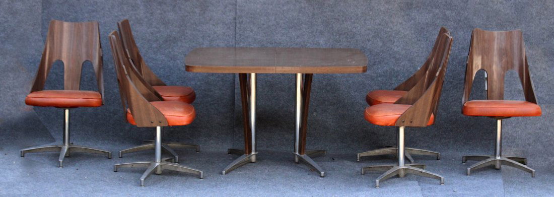 SPACE AGE DESIGN CHROME AND FORMICA 6 CHAIRS, TABLE (1 of 9)