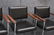 SET 4 MID CENTURY KNOLL CHROME AND BLACK ARM CHAIRS - 2