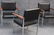 SET 4 MID CENTURY KNOLL CHROME AND BLACK ARM CHAIRS - 4
