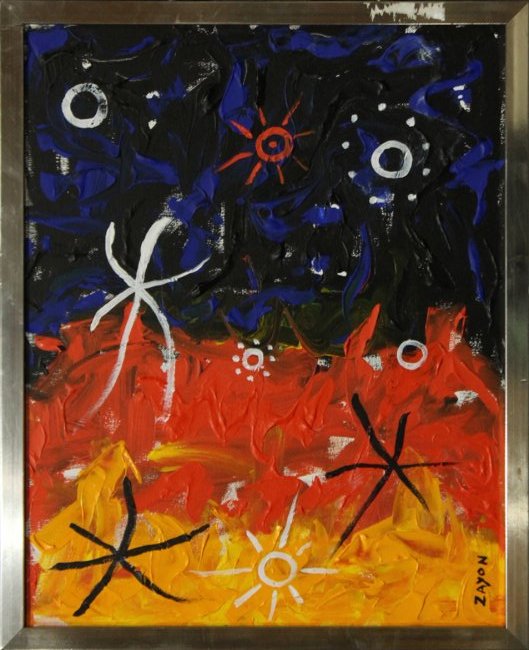 SEYMOUR ZAYON Mid Century Modern ABSTRACT STARIE NIGHT (1 of 3)