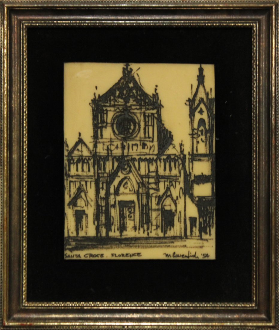 Florence Engraving Signed Lamentich '54, Framed. (1 of 4)