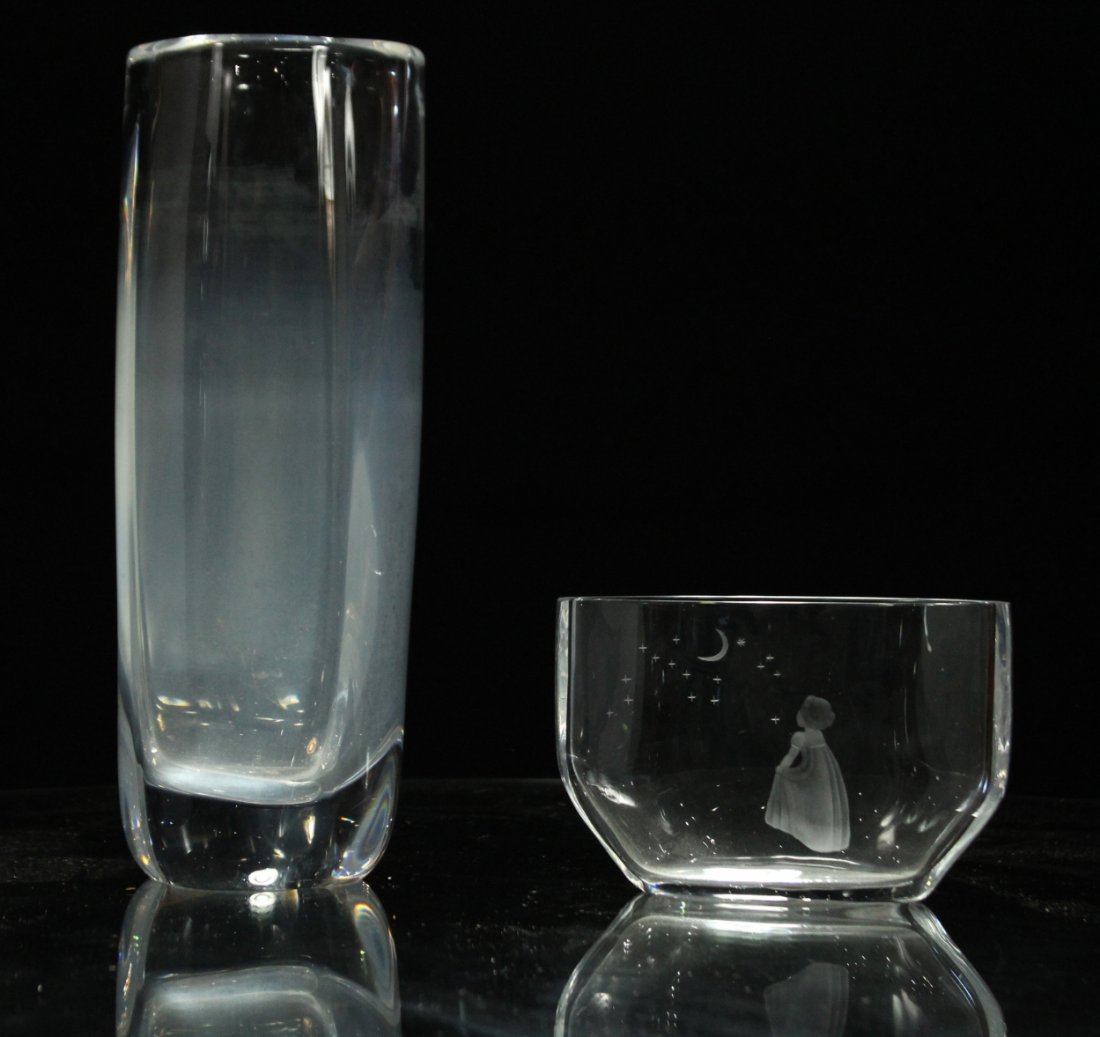 ORREFORS Mid Century Modern TWO [2] GLASS VASES (1 of 7)