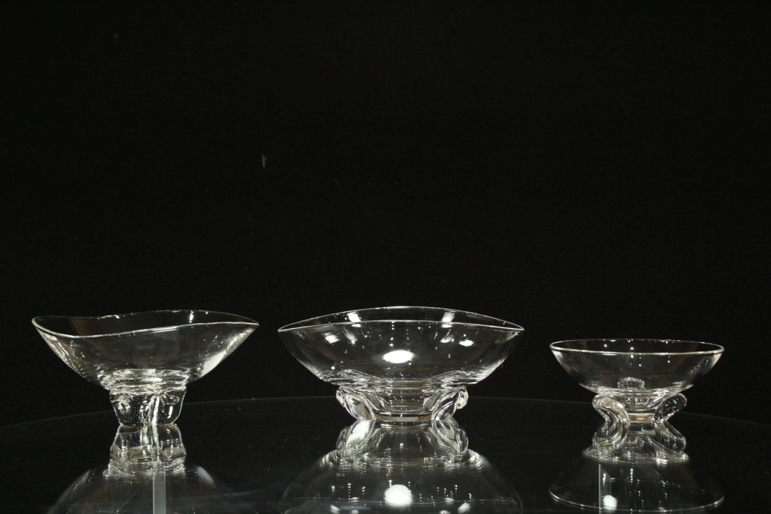 3 ASSORTED STEUBEN GLASS CANDY BOWLS (1 of 6)