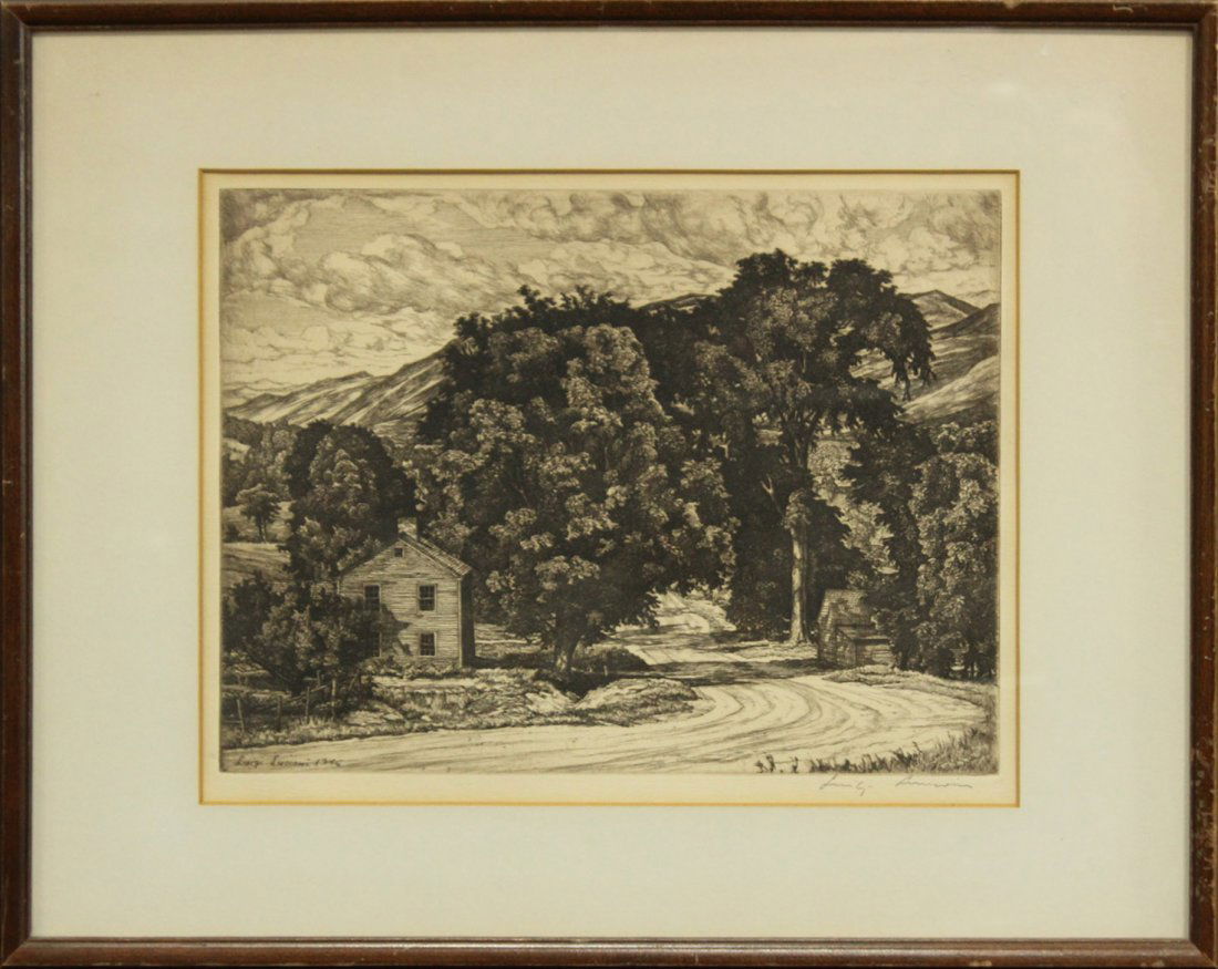 LUIGI LUCIONI - ROUTE 7 Signed Original Etching, Framed (1 of 5)