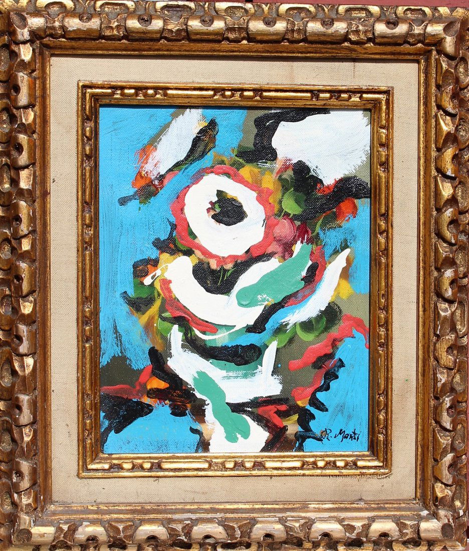 R. MONTI Mid Century ABSTRACT OIL ON CANVAS, FRAMED (1 of 5)