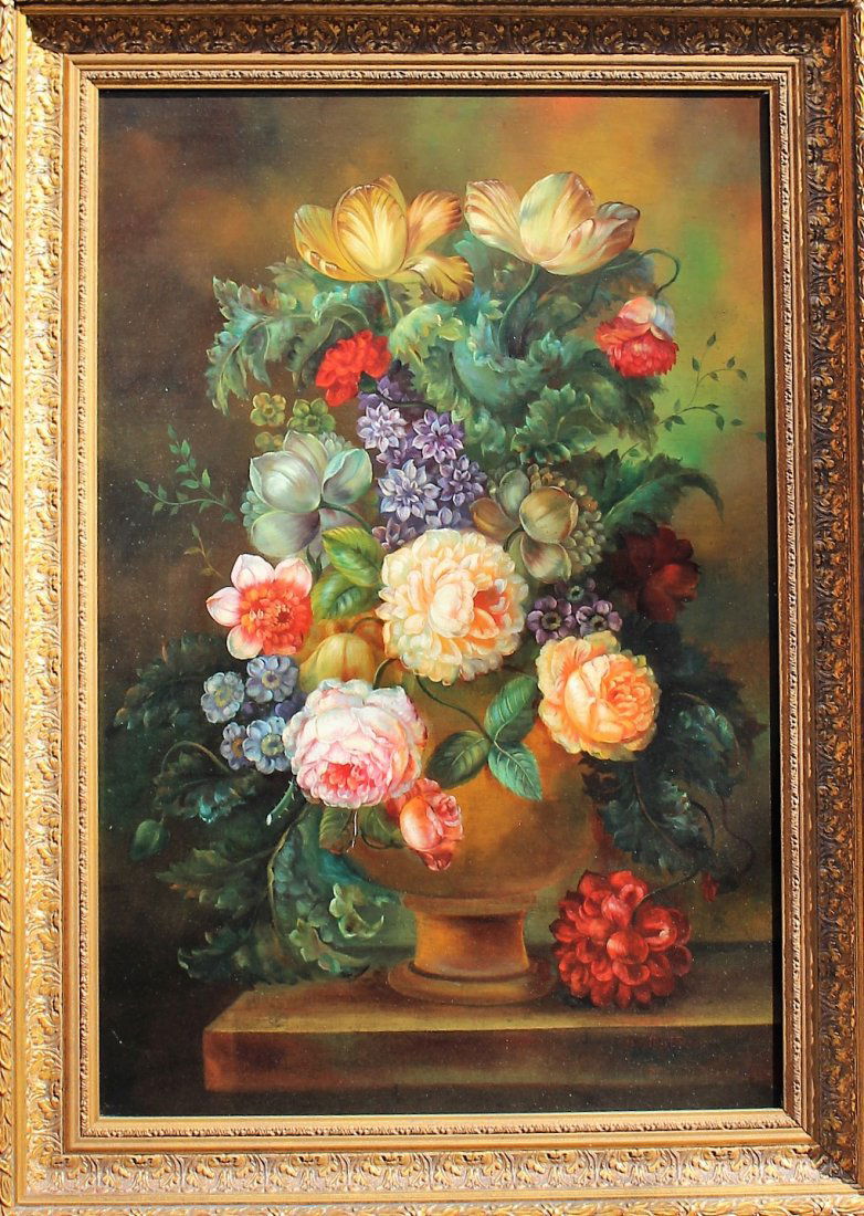 CHRISTINA M. 20th C. FLEMISH SCHOOL FLORAL STILL LIFE (1 of 5)