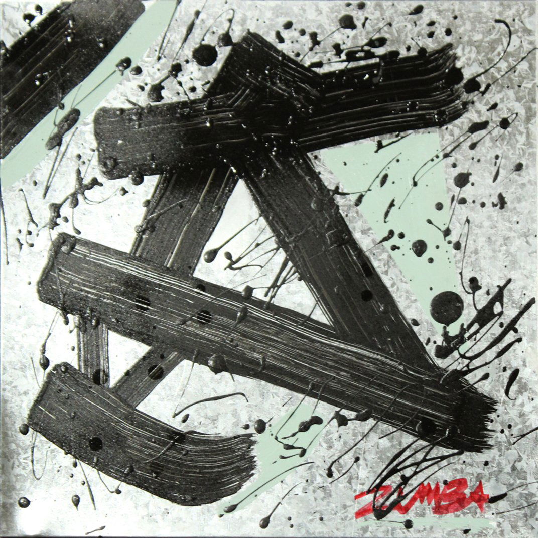 Signed ZUMBA - MID CENTURY MODERN ABSTRACT Oil / Canvas: Signed ZUMBA - MID CENTURY MODERN ABSTRACT Oil / Canvas.Influenced by Franz Kline lines and Jackson Pollack drip art.Signed Zumba lower right. Oil on canvas. Nice Quality.Size: 16 x 16