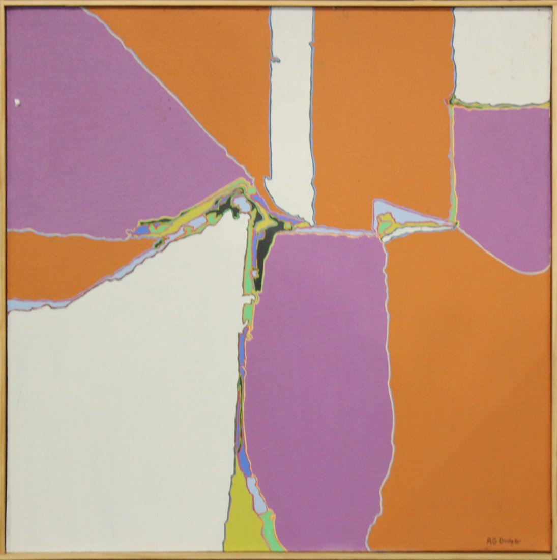 ROBERT G DODGE, Listed PA Artist, ABSTRACT COMPOSITION: ROBERT G DODGE, Listed PA Artist, ABSTRACT COMPOSITION. Oil on canvas painting. Signed R. G. Dodge. Size: 24^2 , outside of frame: 24.5^2 ASKart: Biography Robert G. DodgeBiography from James A. Miche