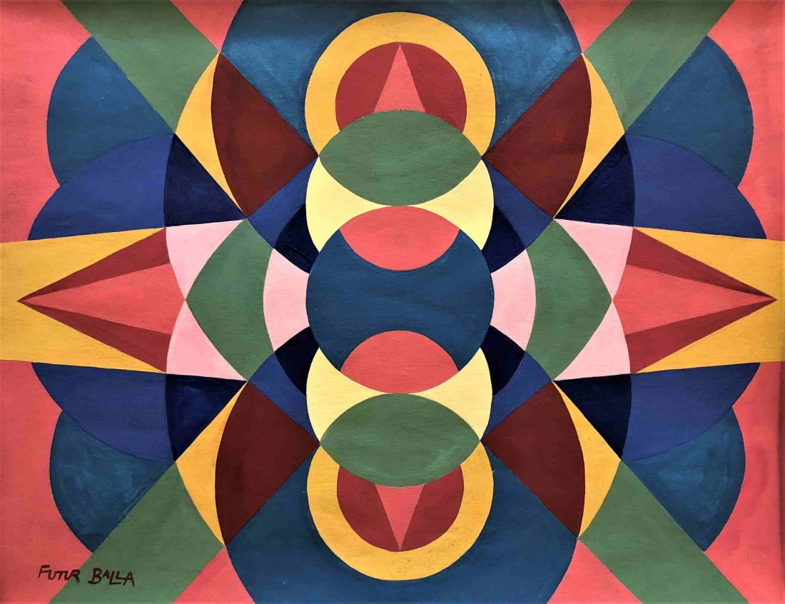 GIACOMO BALLA 1871-1958, gouache Abstract FUTUR BALLA: GIACOMO BALLA 1871-1958, gouache Abstract FUTUR BALLA. Gouache on paper. Colorful Abstract. Signed lower left FUTUR BALLA. Size: 10 in. x 13 in. image