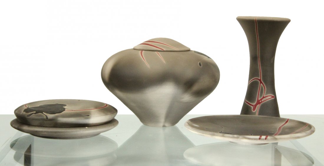 Studio Art Pottery 4-Piece Assorted Same Artist Signed (1 of 6)