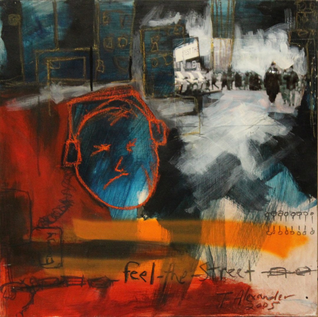 T. Alexander , 20th C. Graffiti Street Art Oil Painting (1 of 4)