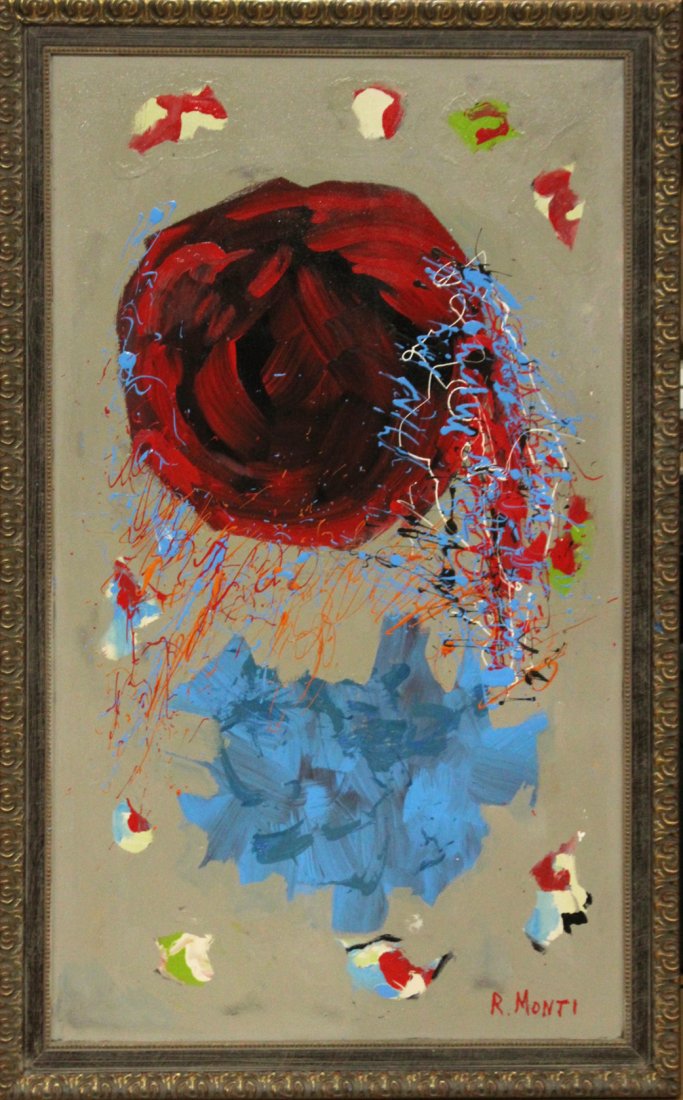 R Monti, Mid-Century Modern Large Abstract Oil Painting (1 of 4)