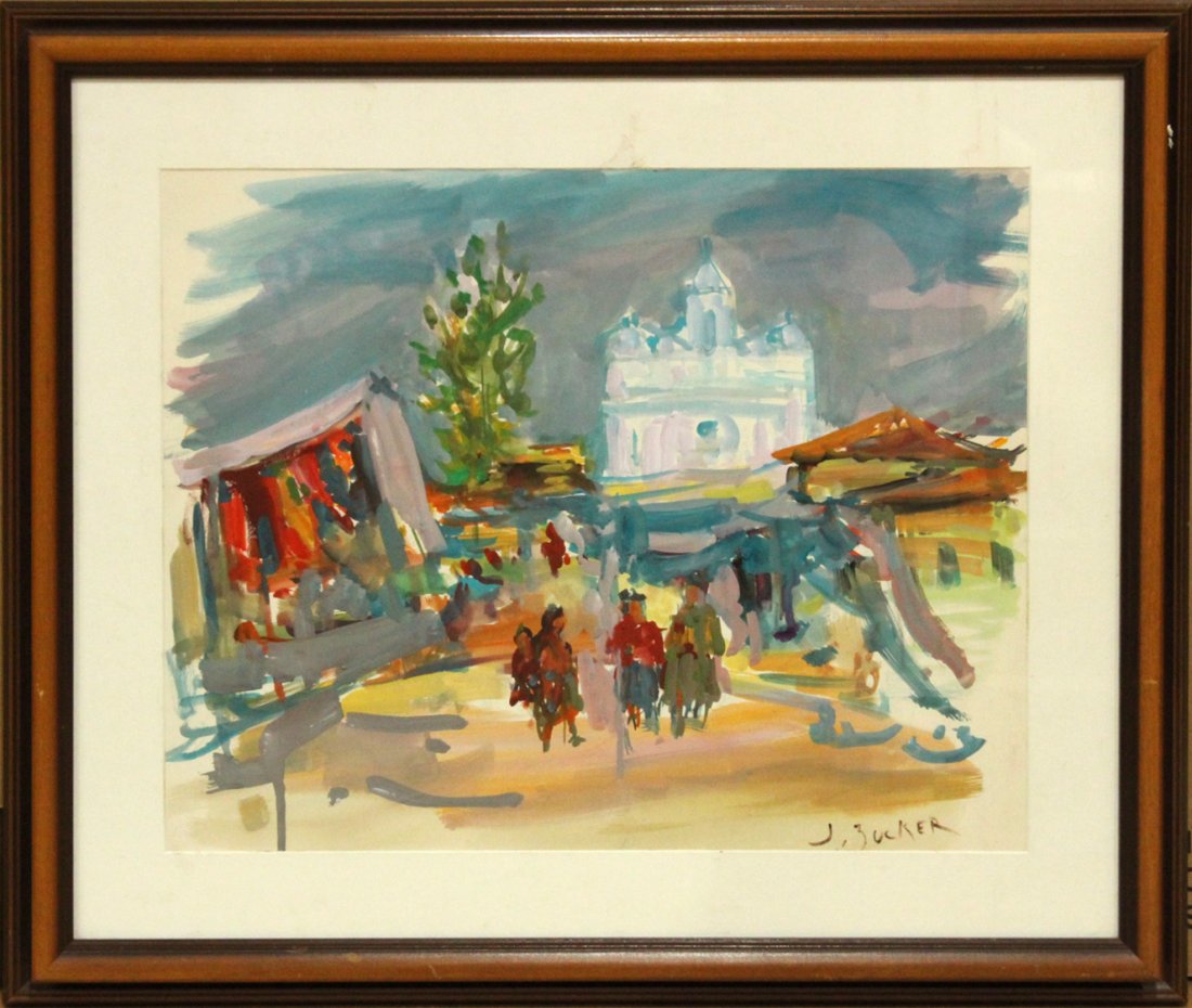 Jacques Zucker, Polish-Amer.Artist, Gouache, Figures (1 of 4)