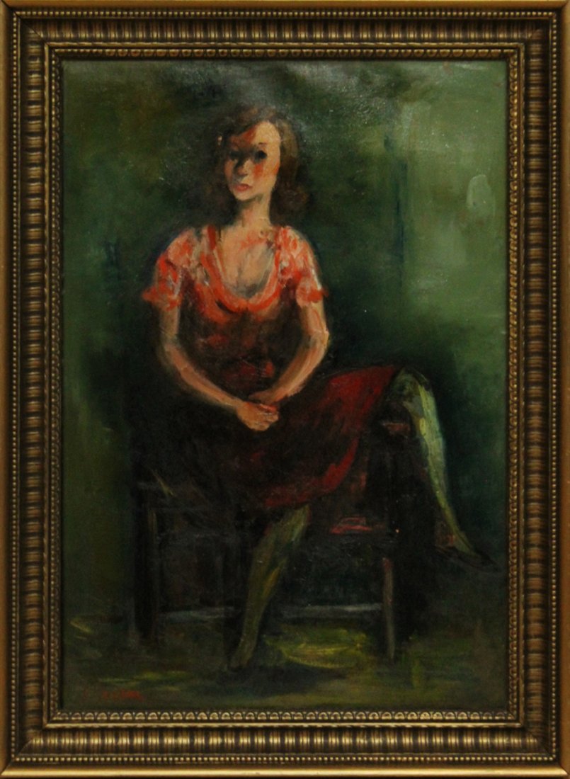 Jacques Zucker, Polish-Amer.Artist, Oil/C, Seated Woman (1 of 3)