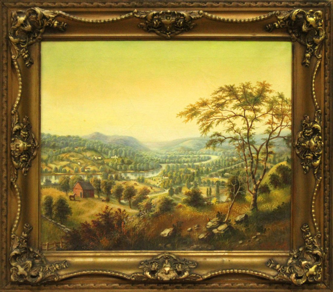 Kristina Nemethy, Listed, Hudson Valley Landscape Oil: Kristina Nemethy, Listed, Hudson Valley Landscape Oil on canvas painting, framed, signed lower right. Great quality painting by a listed American artist. Size: 20 x 24 , outside of frame: 37.5 x 31.5