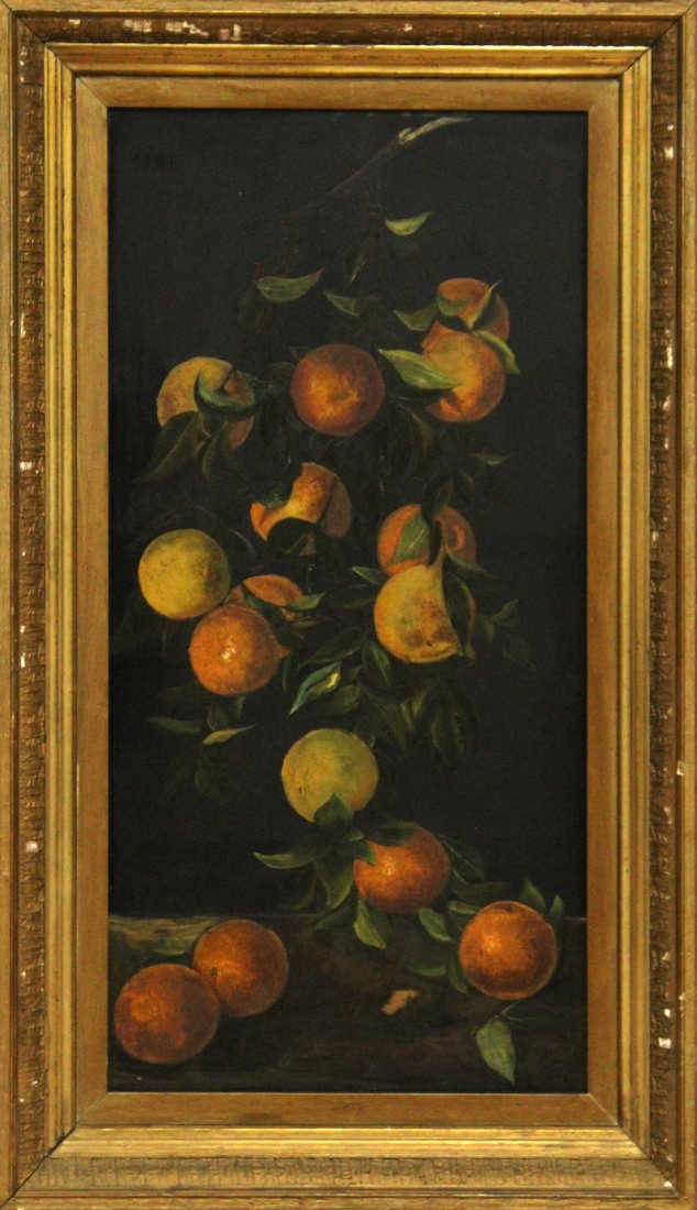 E C Leavitt, Attributed 19th C. Oil, ORANGES STILL LIFE (1 of 4)