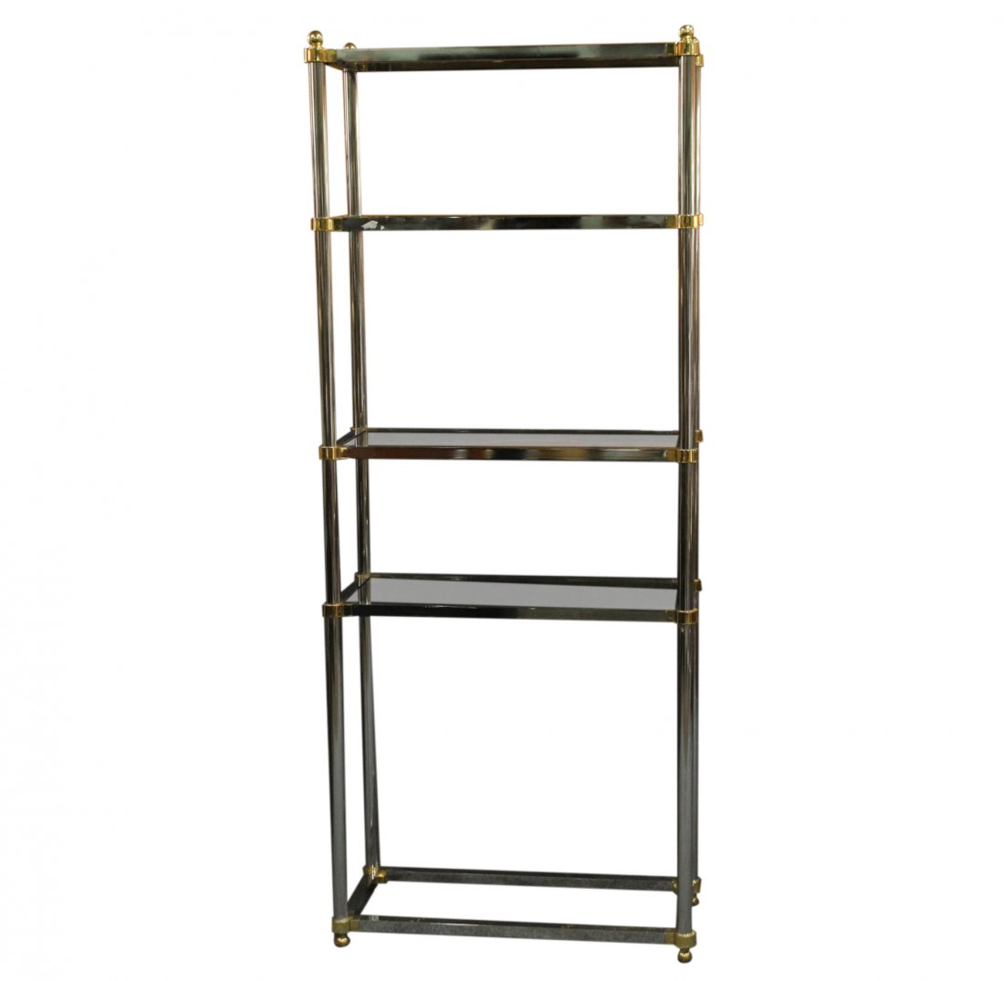 Maison Jansen Style Chrome & Brass Etagere Tall Display (1 of 5)