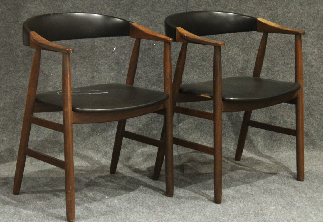 Pair Hans Wegner Design Arm Chairs Marked Denmark (1 of 6)