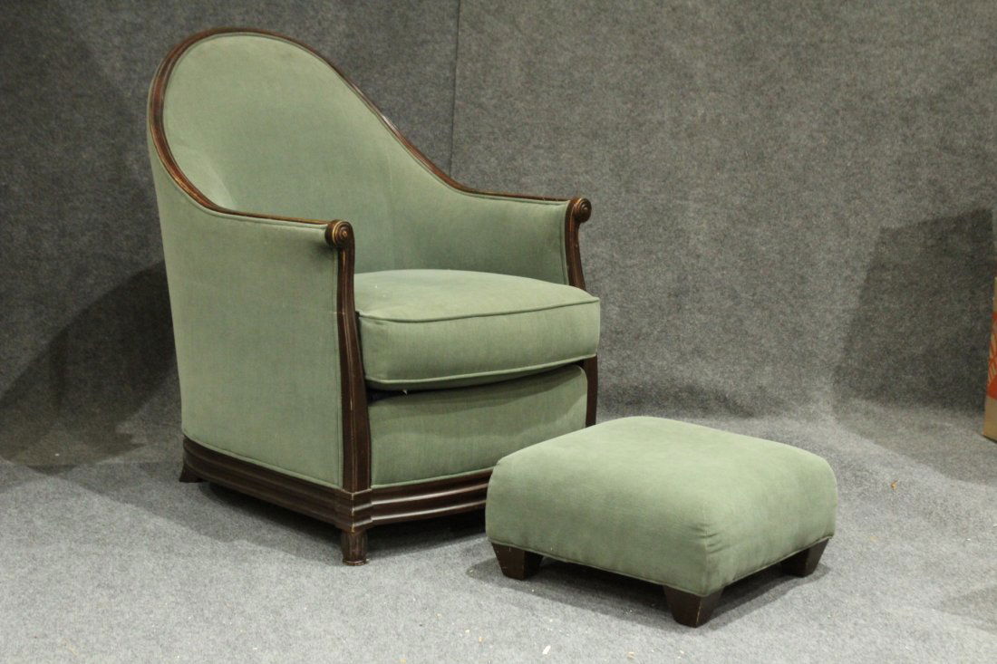 French Club Chair by Bernhardt With Accessory Ottoman (1 of 5)