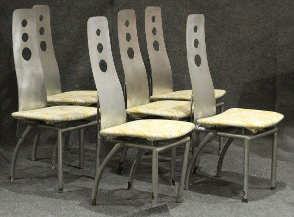 Set 6 Industrial Design High Back Metal Dining Chairs (1 of 8)