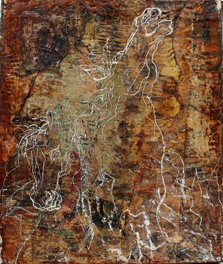 Modernism Oil On Board Panel Horses, Unsigned (1 of 4)