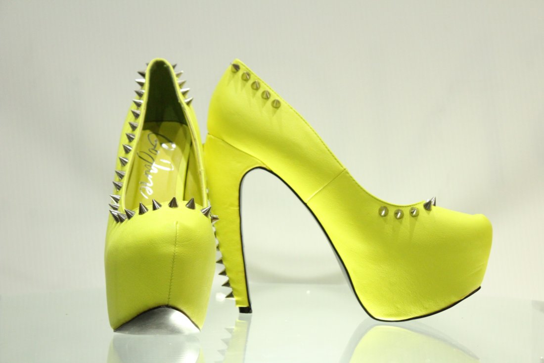 Studded Go Jane neon green heels 8.5: Studded Go Jane neon green heels 8.5