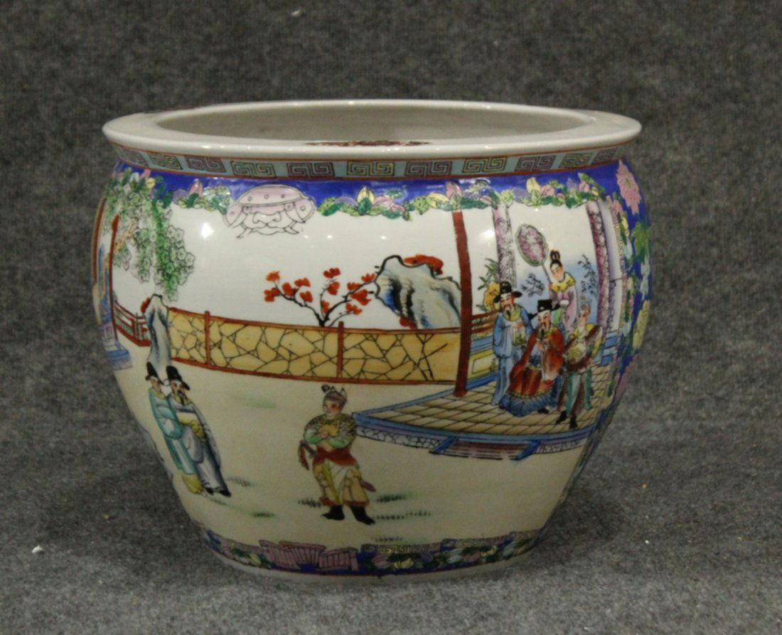 large Asian oriental procelain flower pot (1 of 4)