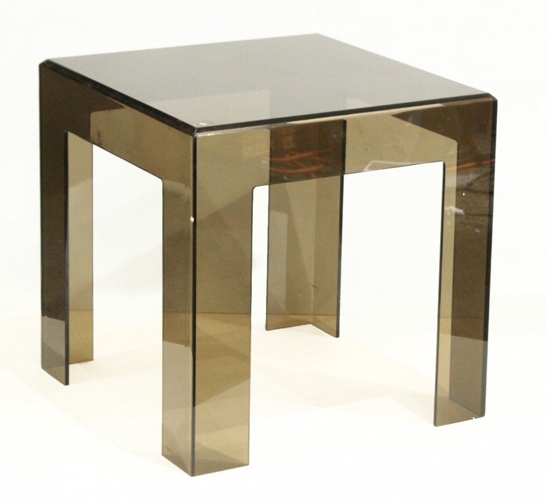 Mid-Century Modern Smoked Lucite Occasional Stand (1 of 3)