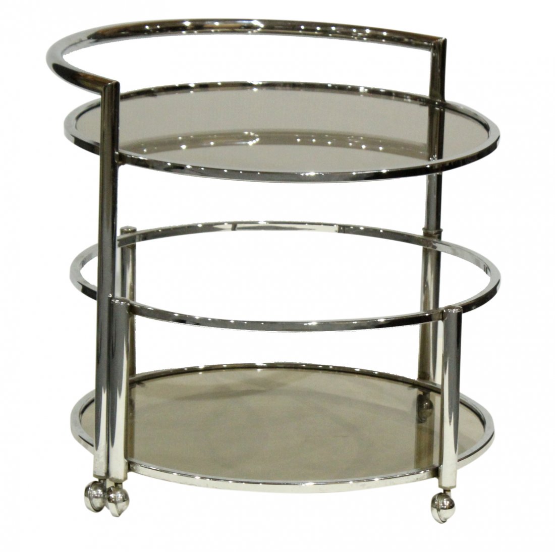 Mid-Century Chrome Swing Out Round Bar Cart (1 of 4)