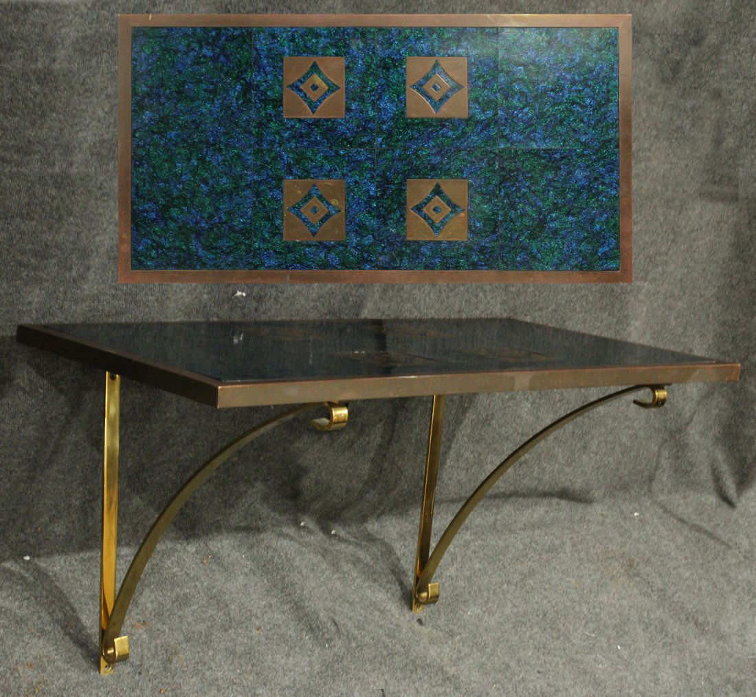 Superb Quality Mid-Century Bronze and Tile Hall Table (1 of 3)