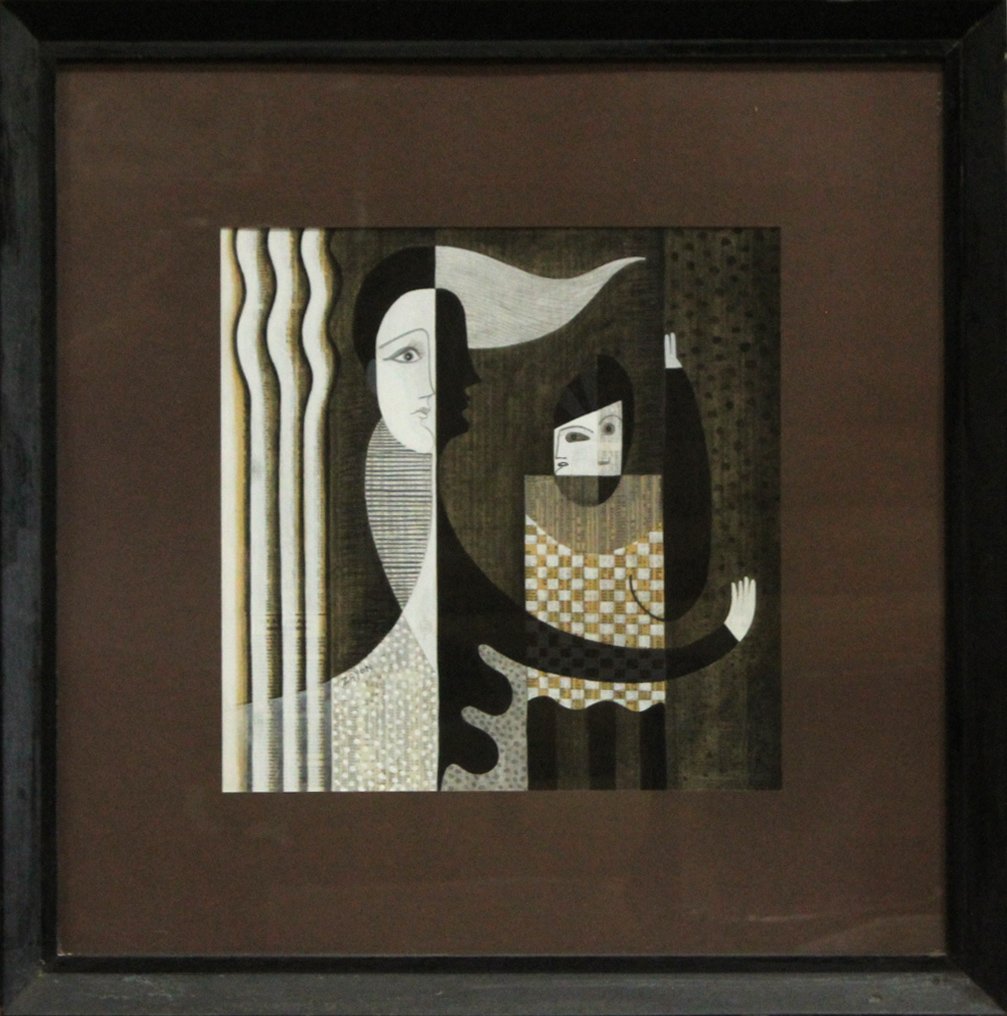 SEYMOUR ZAYON Mid Century Modern ABSTRACT COLLAGE (1 of 6)