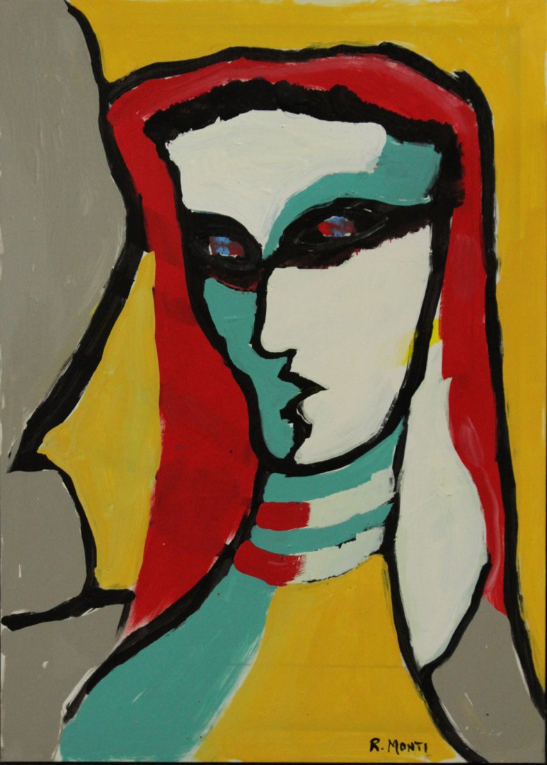 R. Monti, Mid-Century Modern Abstract Portrait of Woman (1 of 3)